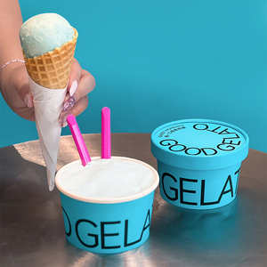 Bán buôn dùng một lần có thể tái chế thân thiện với môi phân hủy sinh học thực phẩm liên hệ với lớp giấy kem Bát với in <span class=keywords><strong>logo</strong></span> tùy chỉnh - Product Image 6