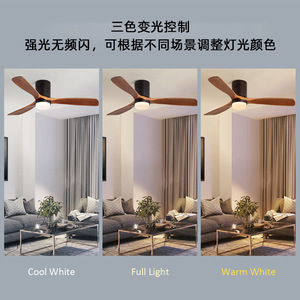 Ceiling Fan Light With Solid Walnut Blades Led Light Flush Mount For Living Room Bedroom - Product Image 5