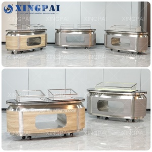 Table de buffet mobile personnalisée en acier inoxydable avec plateau en marbre, XINGPAI Dubaï / Hôtel arabe, banquet, restauration - Product Image 5