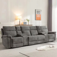 Canapés inclinables modernes en tissu gris clair Sans Odm Oem avec porte-gobelets rotatif