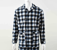 Ensemble de pyjama à carreaux pour hommes en gros – Pantalon et haut en maille brossée, vêtements de nuit et de détente décontractés deux pièces avec cordon de serrage à la taille, doux et confortable