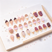 Breloques 3D mini en résine pour ongles, motifs crème glacée, sucettes glacées et gaufres, décorations d'ongles mignonnes sur le thème de l'été, pour manucure DIY