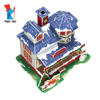 Scène de maison de vacances de Noël en 3D, boîte de puzzle DIY en papier et EPS pour enfants et adultes, jouet artisanal, modèle à assembler Père Noël et Bonhomme de neige, décoration de table pour la maison