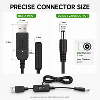 Câble de suralimentation USB 5V vers 12V, connecteur mâle DC 5521, conducteur CCA, circuit intelligent, plug-and-play pour caméra CCTV