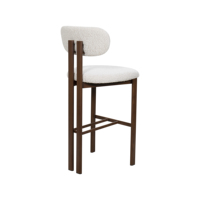 Tabouret de bar moderne rembourré avec structure en métal, tissu doux blanc crème, pour la maison, l'îlot de cuisine, le café, le restaurant