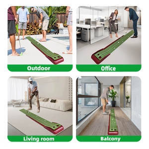 Tapis de putting de golf en velours cristal avec retour automatique de balle, double trou, marquages de distance, double ligne d'alignement, OEM ODM pour l'entraînement - Product Image 4