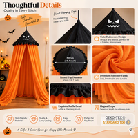 Chapeau de sorcière d'Halloween pour enfants, en coton, conique, pour lit, baldaquin suspendu au plafond, rideau de lit, décoration de chambre gothique, tente, installation facile