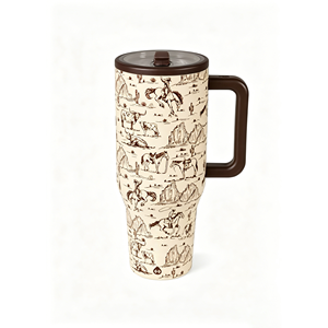 Gobelet isotherme en acier inoxydable de 40 oz avec poignée et couvercle à paille, motif léopard imprimé animal, pour voyage - Product Image 5