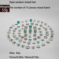 Bagues unisexes de haute qualité en alliage électroplaqué avec fleurs turquoise, style bohème, pour mariages, fêtes et occasions quotidiennes, vente en gros en stock