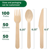 Ensemble de couverts en bois compostables avec serviettes en papier, baguettes jetables, fourchettes, cuillères, couteaux