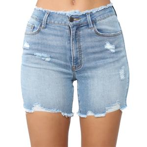 Pantalones Cortos de Mezclilla Desgarrados Sexys para Mujer, Pantalones Cortos de Mezclilla de Cintura Alta para Verano - Product Image 2