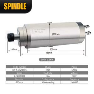 เส้นผ่าศูนย์กลาง125มิลลิเมตร10A 24000รอบต่อนาทีแกนหมุนระบายความร้อนด้วยน้ำ ER25 380โวลต์มอเตอร์แกน5.5KW สำหรับงานไม้ - Product Image 6