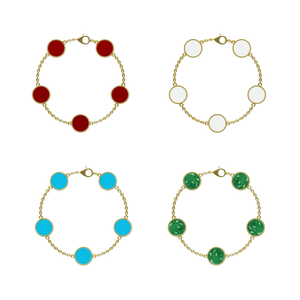 Di lusso in oro 18K e oro rosa placcato quattro foglie di trifoglio per bracciale moda donna agata per bracciale con elegante forma di fiore - Product Image 4