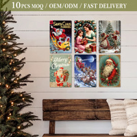 2026 En gros Panneau métallique personnalisé Père Noël, Décoration murale pour la maison, Cadeaux de Noël, Articles de fête festifs