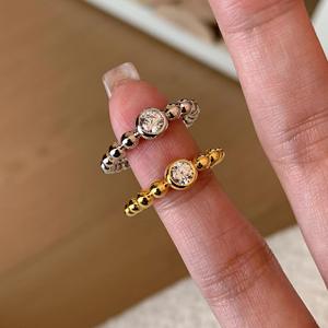 Anillo de Plata de Ley S925 Chapado en Oro, Estilo Antiguo de Lujo Ligero, con Cuentas de Diamantes de Burbuja, Anillo de Alta Gama, Moderno y Exclusivo - Product Image 3