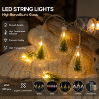 Guirlande lumineuse LED en verre personnalisée, mini arbres décoratifs en borosilicate, fonctionnant sur piles, fournisseur ODM, coffret cadeau