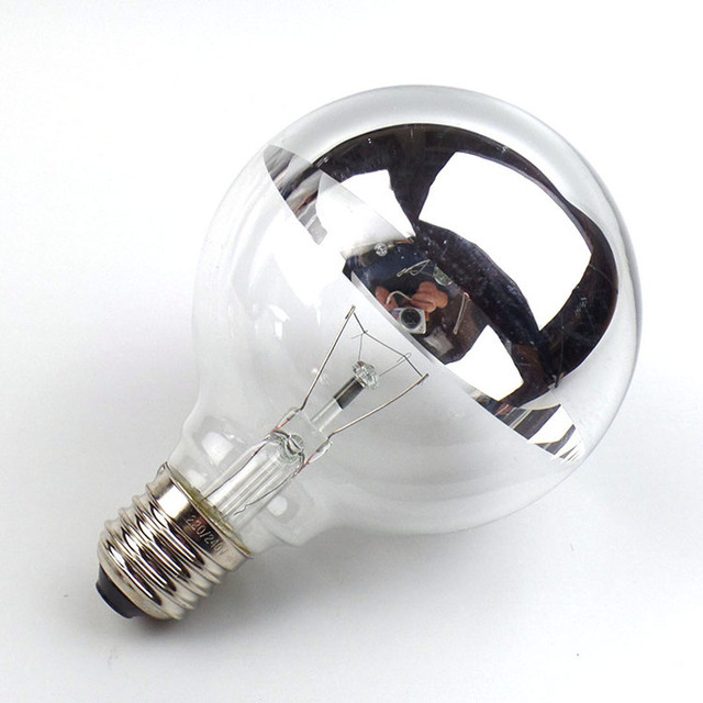 Mercury Shadowless Tungsten Incandescent Bulb E27 Semi-plated Used for Chandelier Wall Lamp Dimming A19 Top Silver Decoration