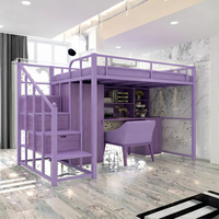 Lit superposé surélevé en métal au design moderne 1500x2000mm avec garantie d'un an pour dortoir, entreprise, appartement, école