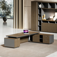 Ensemble de bureau et chaise en bois de luxe moderne haut de gamme, mobilier de bureau modulaire extensible avec éclairage pour PDG, directeur général, ou usage domestique