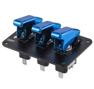 Interrupteur d'allumage universel 12V pour voiture Couverture bleue Surface <span class=keywords><strong>3</strong></span> Gang Panneau d'interrupteur à bascule pour voiture de compétition sportive de course - Product Image 5
