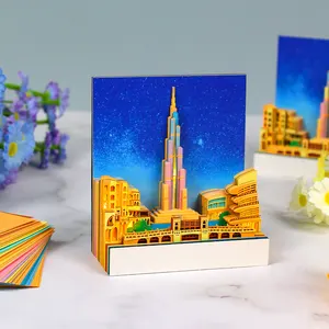 Drop Shipping 3D Custom Memo Pads Sticky Note Dubai Tower Castle Tear Off Notepads Mosque Building Landscape Souvenir Gift Items