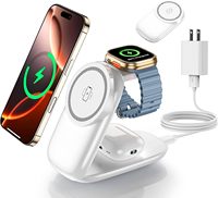 Stasiun Pengisian Daya Nirkabel Lipat 3-in-1 15W, Pengisi Daya Nirkabel Cepat 3 in 1 untuk iPhone dan Samsung