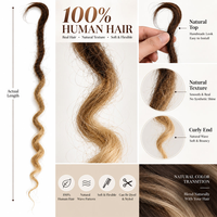 Estensioni Dreadlock in Capelli Umani All'Ingrosso, Locs Ondulati Fatti a Mano con Punte Ricci, Locs in Capelli Umani Riutilizzabili e Tingibili
