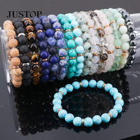 Braccialetti di perline elasticizzati con cordino regolabile per l'estate con perline personalizzate Boho in pietra preziosa da uomo all'ingrosso