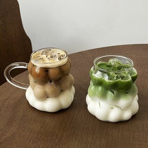 Tasse à café en verre personnalisée style INS, résistante à la chaleur, en borosilicate, pour lait, jus, eau, idéale pour la maison et <span class=keywords><strong>les</strong></span> cafés - Product Image 6