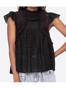 Blusa de Mujer Estilo Francés Vintage con Mangas Volantes, Tejida con Encaje y Cuello Alto para Verano - Product Image 3