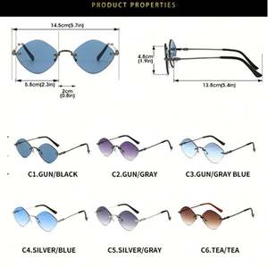 Gafas de Sol Personalizadas con Logotipo, Estilo Vintage 2025, Montura Metálica para Hombre, Forma de Diamante, Punk, UV400, Sin Montura, Poligonales, para Mujer - Product Image 6