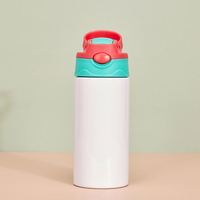 Gobelet de sublimation 12oz en acier inoxydable, bouteille isotherme à double paroi pour enfants avec couvercle droit et rabattable, couleurs variées