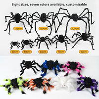Vente en gros d'araignées géantes en fourrure pour la décoration d'Halloween, accessoires de fête intérieurs/extérieurs, araignées en peluche multicolores de 50 à 200 cm, personnalisables