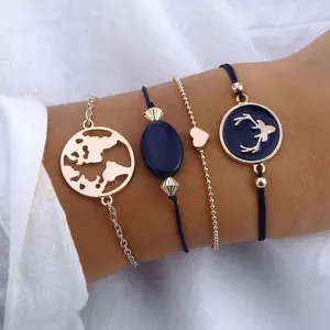 Braccialetto retrò bohémien Pulseras De Mujer elefante cuore conchiglia stella <span class=keywords><strong>luna</strong></span> fiocco mappa di perline di cristallo bracciale donne gioielli di fascino - Product Image 5