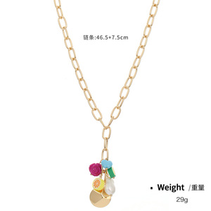 <span class=keywords><strong>Fimo</strong></span>-<span class=keywords><strong>abalorios</strong></span> de frutas tropicales e íconos, collar de cuentas de Color frutal, Gargantilla hecha a mano, 2022 - Product Image 4