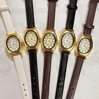Vintage Ovale Damen-Quarzuhr Retro Arabische Ziffern Zifferblatt PU-Lederarmband Damen-Armbanduhr Mode Kleid-Uhren Großhandel