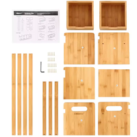 Organisateur de bureau en bambou avec 2 tiroirs, boîte de rangement pour bureau, porte-documents en bois, logo personnalisé