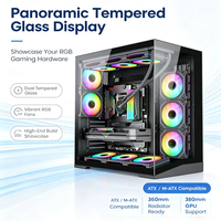 Boîtier Meway 445B ATX Mid Tower avec panneau latéral en verre trempé pour PC de jeu, compatible avec refroidissement liquide 360 mm