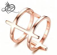 Bague Double face en acier inoxydable et or, anneau croisé, offre spéciale