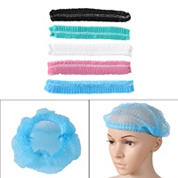 100 Buah Topi Strip Bouffant Sekali Pakai Penutup Rambut Salon Ekstensi Bulu Mata Topi Jaring Tahan Debu Elastis untuk Studio Kecantikan Spa Lash