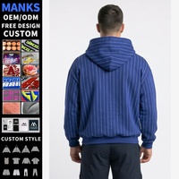 Sweat à capuche rayé pour homme, coupe ample, avec logo brodé personnalisé, 300-500 GSM, vêtements de sport, vente en gros, OEM, pour la gym
