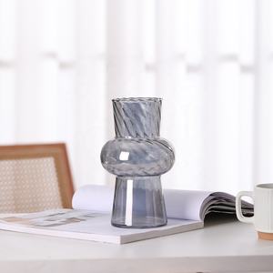 Nouveaux Vases <span class=keywords><strong>en</strong></span> <span class=keywords><strong>verre</strong></span> <span class=keywords><strong>en</strong></span> spirale côtelés modernes chauds 18.5cm 7.3 pouces pour fleurs Roses, bourgeon jonquilles pivoine <span class=keywords><strong>tulipe</strong></span> salon décor <span class=keywords><strong>de</strong></span> mariage - Product Image 6