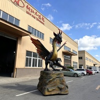 Modèle de dinosaure animatronique pour parc d'attractions extérieur, dragon occidental réaliste personnalisé avec capteur infrarouge pour parc à thème