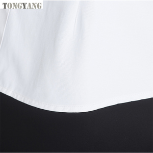 Tongyang Damen formale Büro Geschäftshemden langärmelig Baumwolle Revers-Halsband solide Farbe Knopf Oberteile Kleidung Slim Freizeithemd - Product Image 5