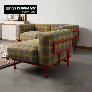 Canapé modulaire moderne à trois places rectangulaire en tissu Haggis à carreaux de laine, garni d'éponge, amovible et lavable pour salon - Product Image 6