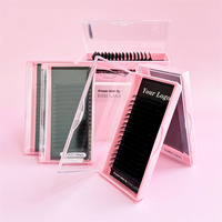 Plateaux de Fournitures d'Extensions de Cils Foncé Moelleux Cachemire Noir Mat Cils Individuels Volume pour Extensions de Cils