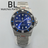 BLIGER 40mm montre revêtue de titane pour hommes NH35 mouvement bleu Sunburst cadran rotatif en céramique insérer verre saphir étanche Date