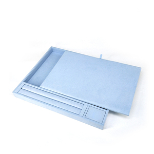 Plateau de présentation de bijoux en microfibre bleu clair pour le comptoir plateau de service plateau de bague - Product Image 2