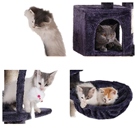 Arbre à chat d'intérieur confortable et écologique en matériau bois-papier, avec perchoir rembourré en peluche, tour pour chat, condo, poteaux à gratter en sisal, hamac et jouet
