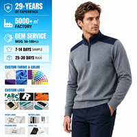 Pull en maille pour homme à demi-zip, color block, avec épaules contrastées, col montant, pour l'hiver, style décontracté et professionnel